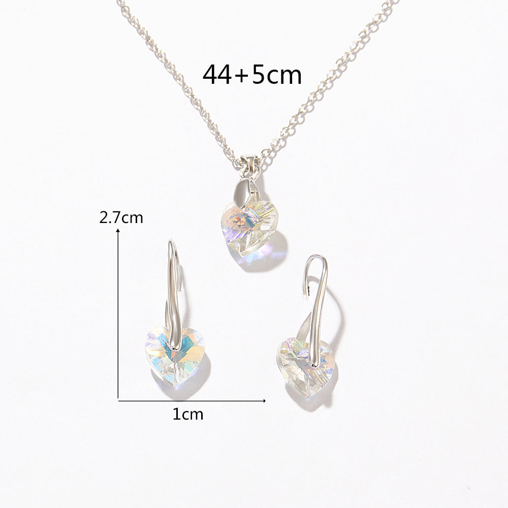 Fashion Heart Shape Alloy Plating Opal Women's Earrings Necklace