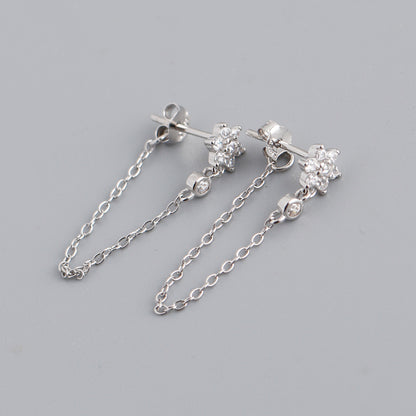Fashion Flower Sterling Silver Plating Rhinestones Earrings 1 Pair