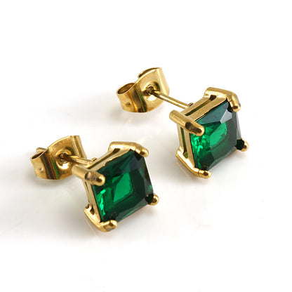 1 Pair Fashion Square Plating Inlay Stainless Steel Zircon Ear Studs