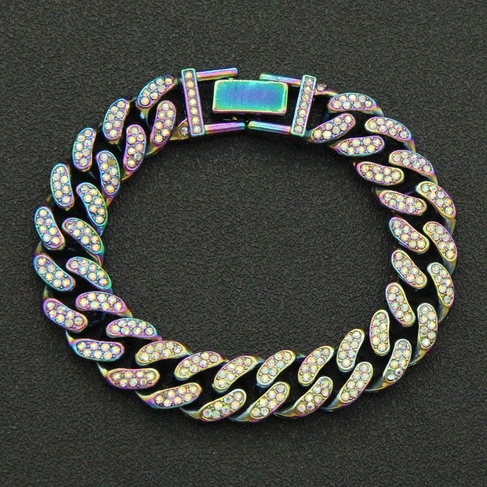 Fashion Solid Color Alloy Inlay Rhinestones Men's Bracelets 1 Piece