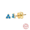 Fashion Round Silver Plating Inlay Zircon Ear Studs 1 Pair