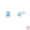 Fashion Round Silver Plating Inlay Zircon Ear Studs 1 Pair