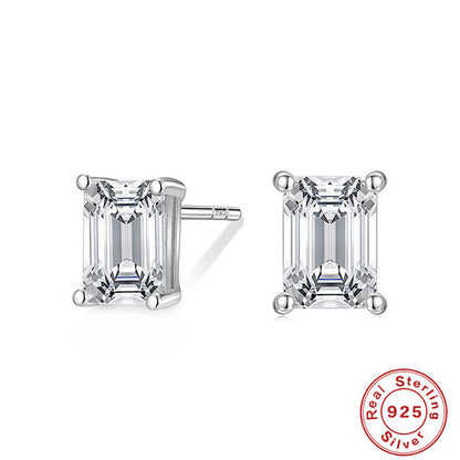 Simple Style Round Silver Plating Inlay Zircon Ear Studs 1 Pair