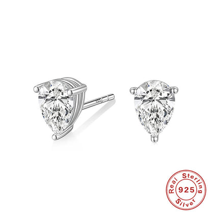 Simple Style Round Silver Plating Inlay Zircon Ear Studs 1 Pair