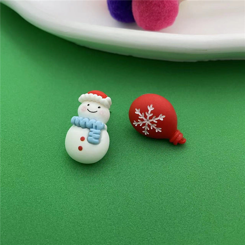 Cute Christmas Tree Santa Claus Elk Plastic Resin Women's Ear Studs 1 Pair