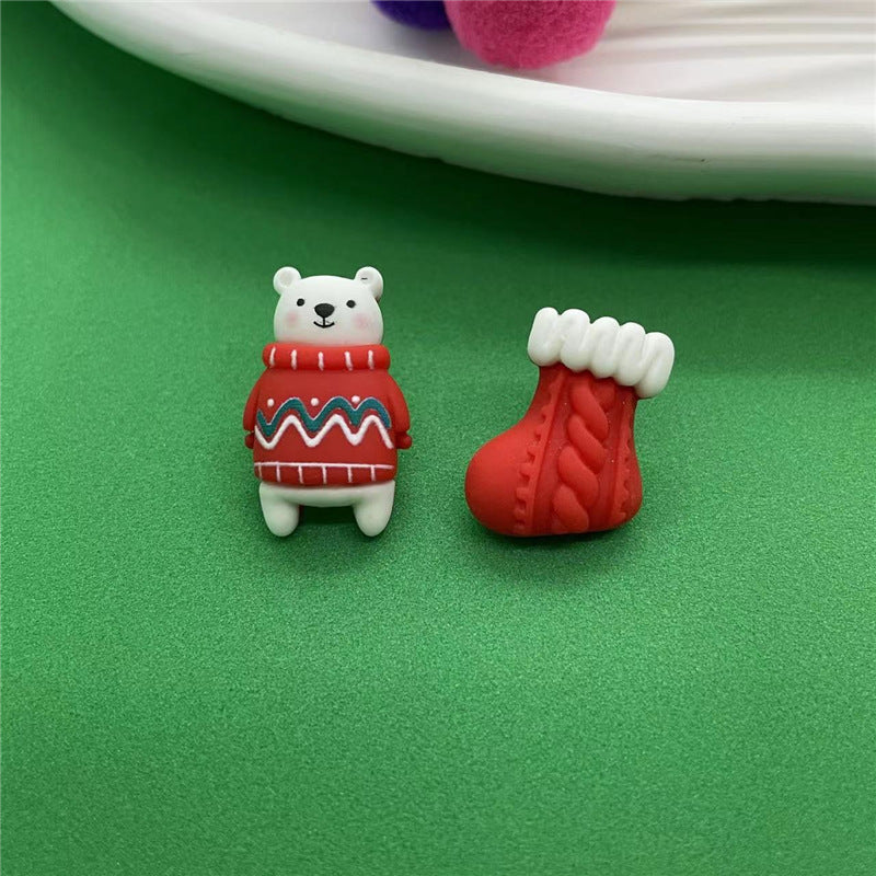 Cute Christmas Tree Santa Claus Elk Plastic Resin Women's Ear Studs 1 Pair