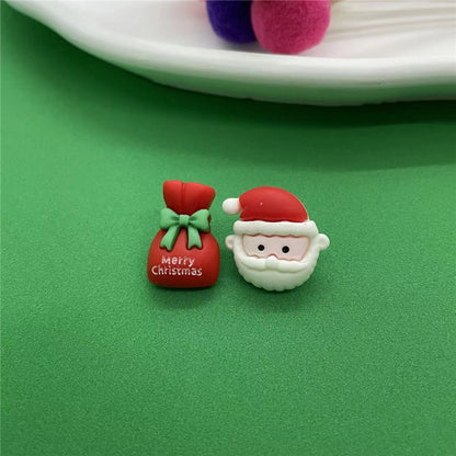 Cute Christmas Tree Santa Claus Elk Plastic Resin Women's Ear Studs 1 Pair