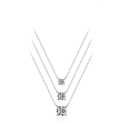 Fashion Geometric Sterling Silver Plating Zircon Pendant Necklace