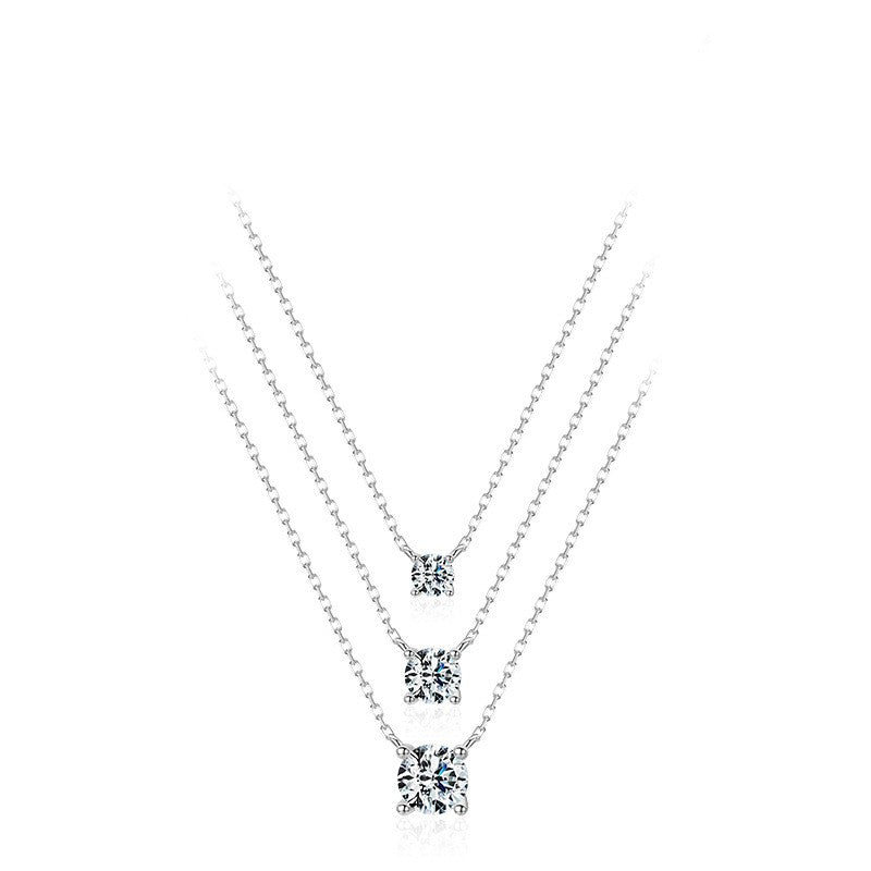 Fashion Geometric Sterling Silver Plating Zircon Pendant Necklace