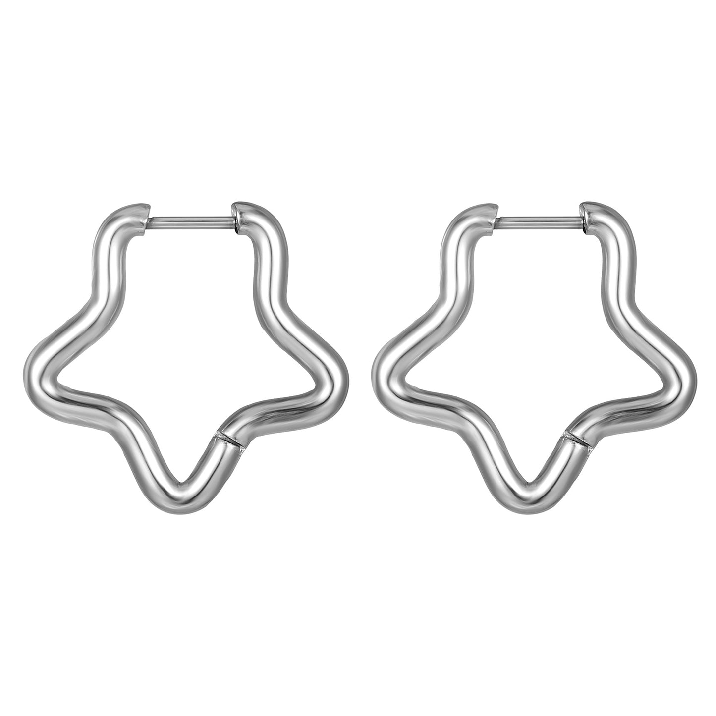 Fashion Pentagram Stainless Steel Plating Hoop Earrings 1 Pair