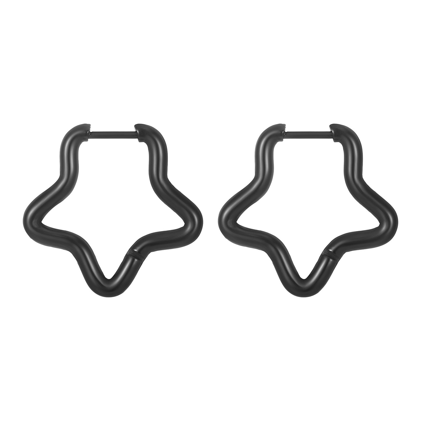 Fashion Pentagram Stainless Steel Plating Hoop Earrings 1 Pair