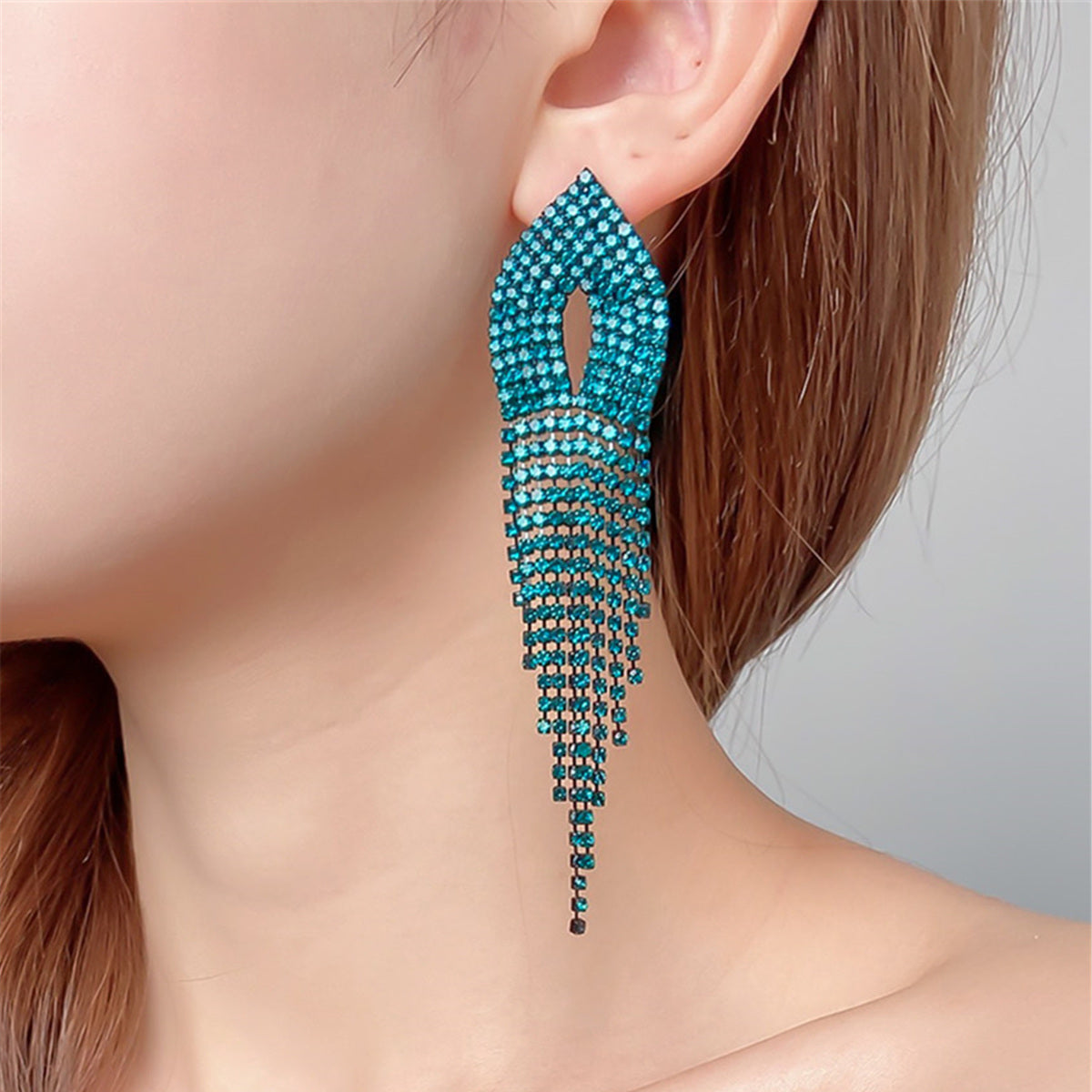 Retro Alloy Rhinestone Tassel Earrings Daily Unset Drop Earrings