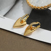 Retro Heart Shape Copper Inlay Zircon Dangling Earrings 1 Pair