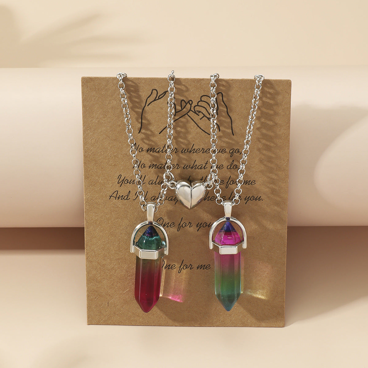 Fashion Water Droplets Gem Inlaid Gemstone Pendant Necklace 1 Set