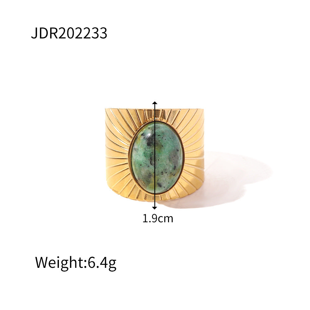 Fashion Geometric Stainless Steel Irregular Artificial Gemstones Gold Plated Rings