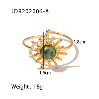 Fashion Geometric Stainless Steel Irregular Artificial Gemstones Gold Plated Rings