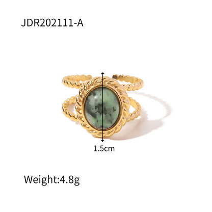 Fashion Geometric Stainless Steel Irregular Artificial Gemstones Gold Plated Rings