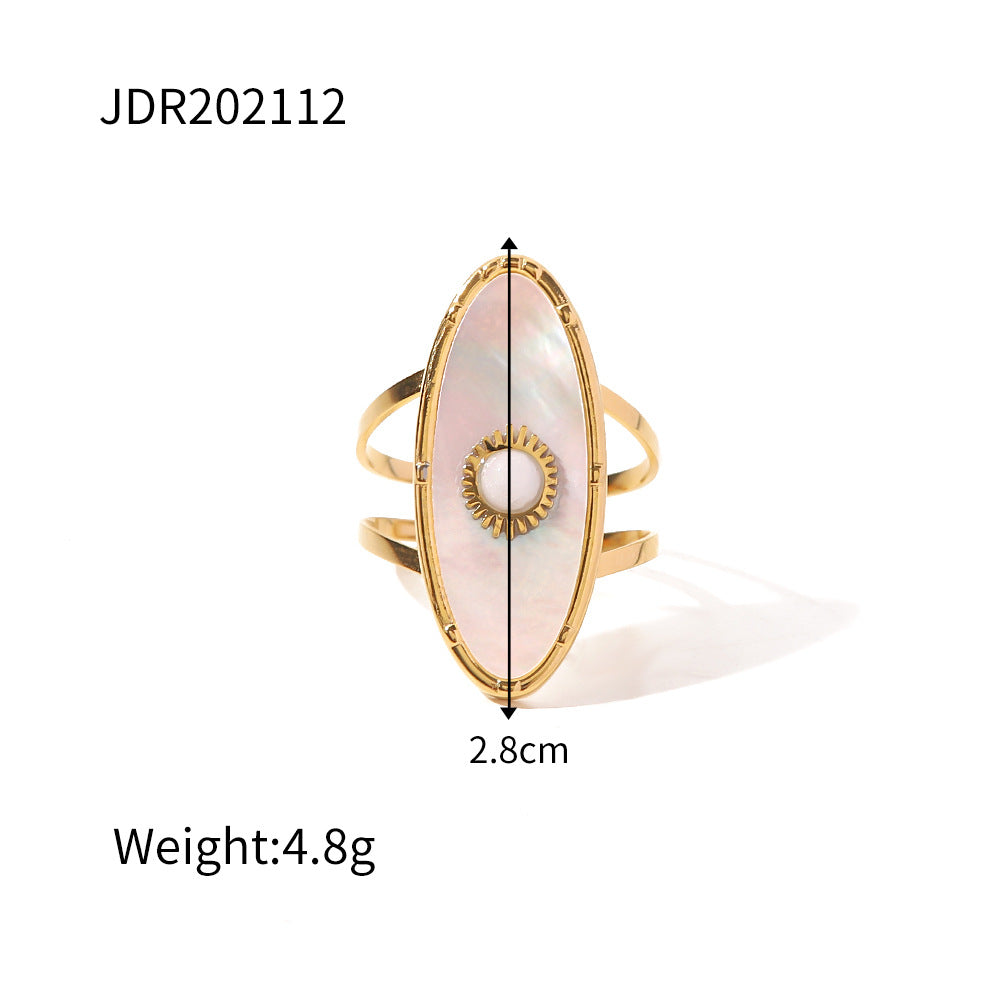 Fashion Geometric Stainless Steel Irregular Artificial Gemstones Gold Plated Rings