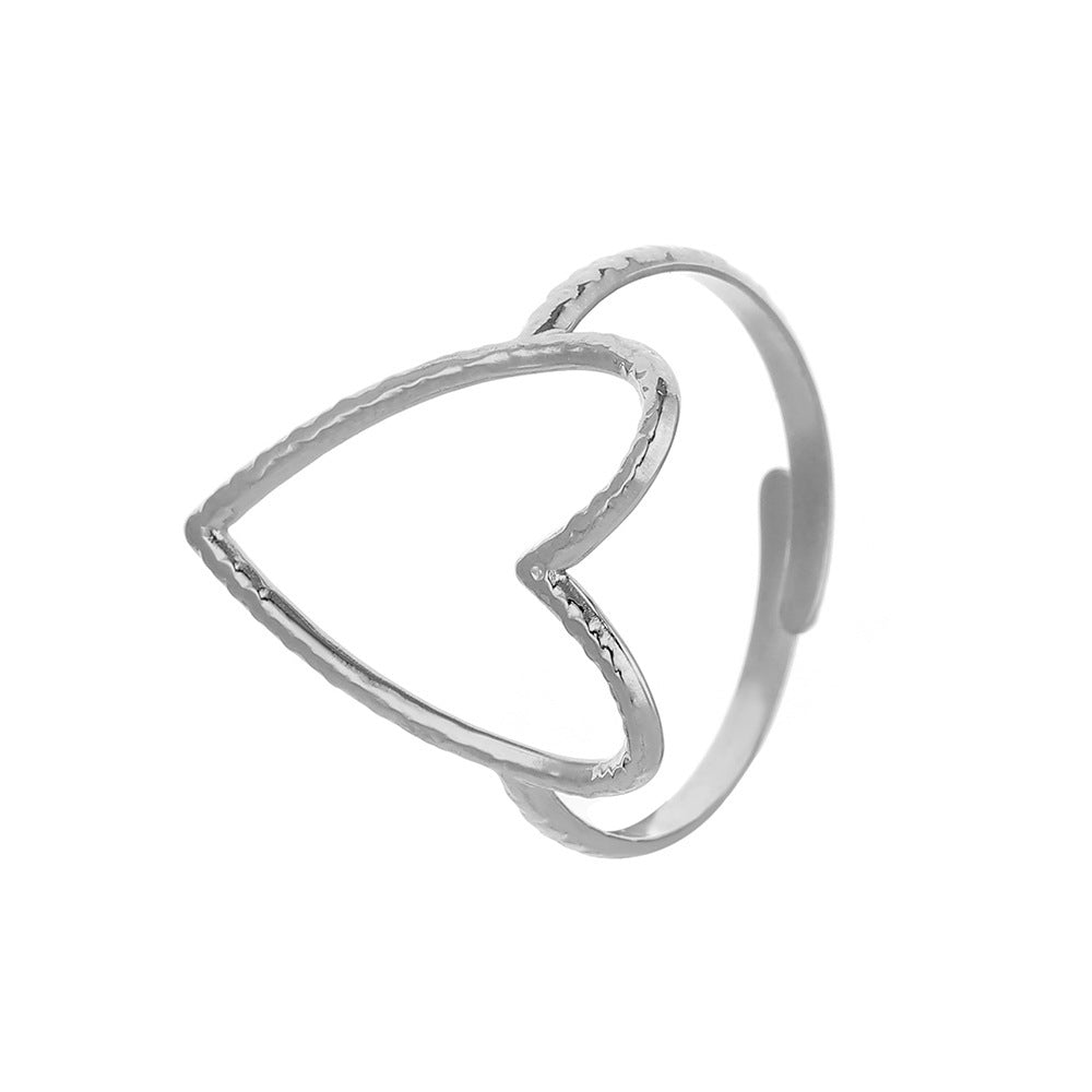 Simple Style Heart Shape Stainless Steel Plating Open Ring