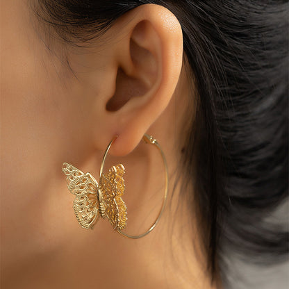 Elegant Butterfly Alloy Hollow Out Women's Earrings 1 Pair