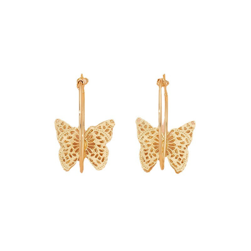 Elegant Butterfly Alloy Hollow Out Women's Earrings 1 Pair