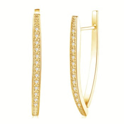 Simple Style Geometric Brass Inlay Zircon Earrings 1 Pair