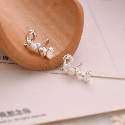 1 Pair Fashion Geometric Pearl Plating Alloy Ear Studs