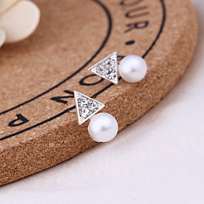 1 Pair Fashion Geometric Pearl Plating Alloy Ear Studs