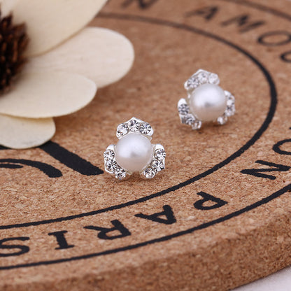 1 Pair Fashion Geometric Pearl Plating Alloy Ear Studs