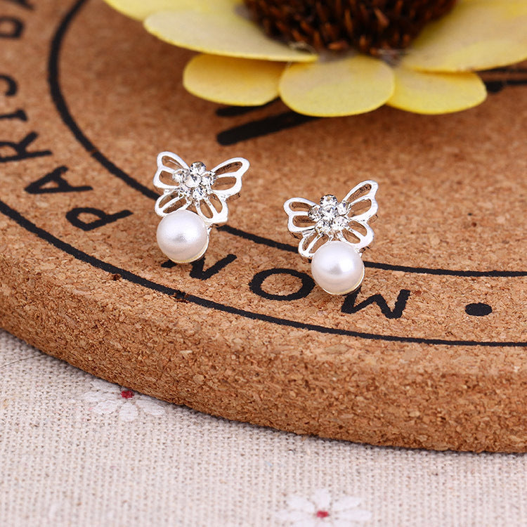 1 Pair Fashion Geometric Pearl Plating Alloy Ear Studs