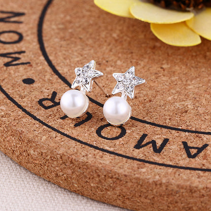 1 Pair Fashion Geometric Pearl Plating Alloy Ear Studs