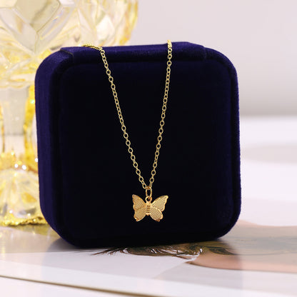 Hot-Selling Butterfly Pendant Necklace Creative Retro Simple Alloy Clavicle Chain Wholesale Nihaojewelry