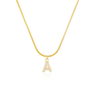 Classic Style Letter Titanium Steel 14k Gold Plated Zircon Pendant Necklace In Bulk