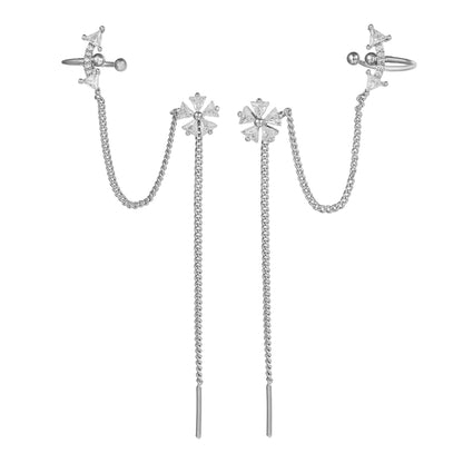 Fashion Flower Brass Earrings Tassel Gem Copper Earrings