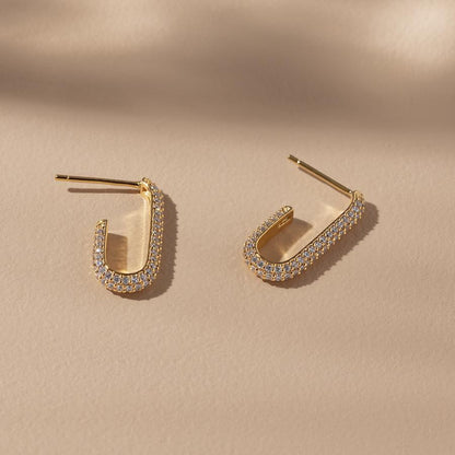 Fashion Geometric Plated 18k Gold Inlaid Zircon Copper Earrings Wholesale