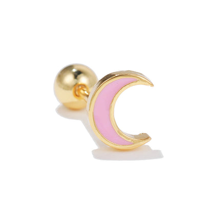 Classic Love Star Moon Earrings Screw Piercing Screw Ball Ear Studs