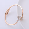 Elegant Lines Stainless Steel Asymmetrical Criss Cross Rivet Rhinestones Bangle 1 Piece