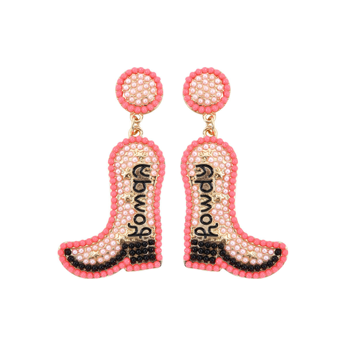 1 Pair Exaggerated Cowboy Style Boots Inlay Alloy Plastic Resin Drop Earrings