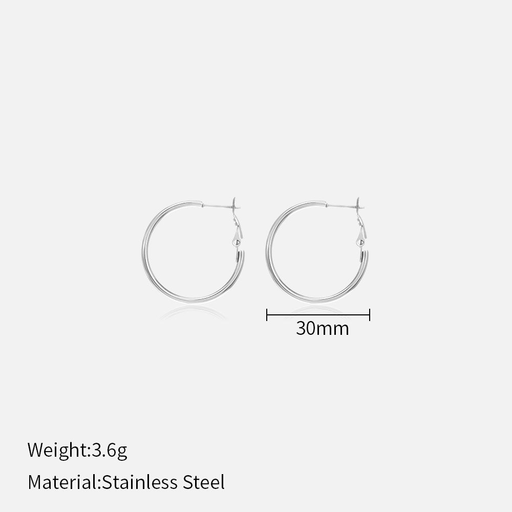 1 Pair Simple Style Solid Color Plating Stainless Steel Hoop Earrings