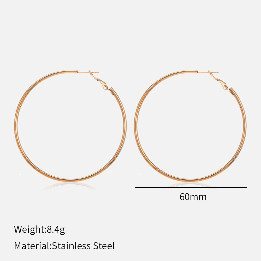 1 Pair Simple Style Solid Color Plating Stainless Steel Hoop Earrings