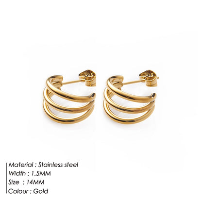 1 Pair Retro C Shape Solid Color Stainless Steel Earrings