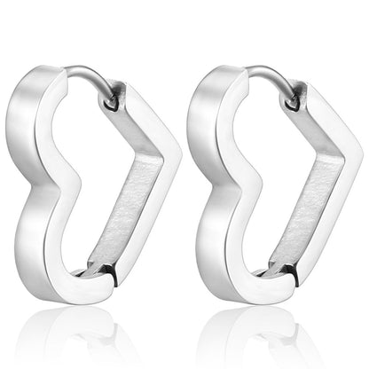 Fashion Heart Shape Titanium Steel Plating Earrings 1 Pair