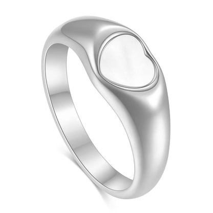 Fashion Heart Shape Titanium Steel Plating Shell Rings