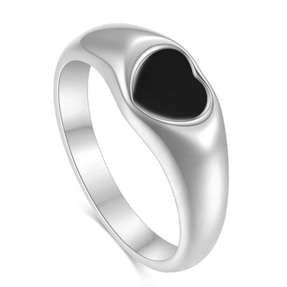 Fashion Heart Shape Titanium Steel Plating Shell Rings