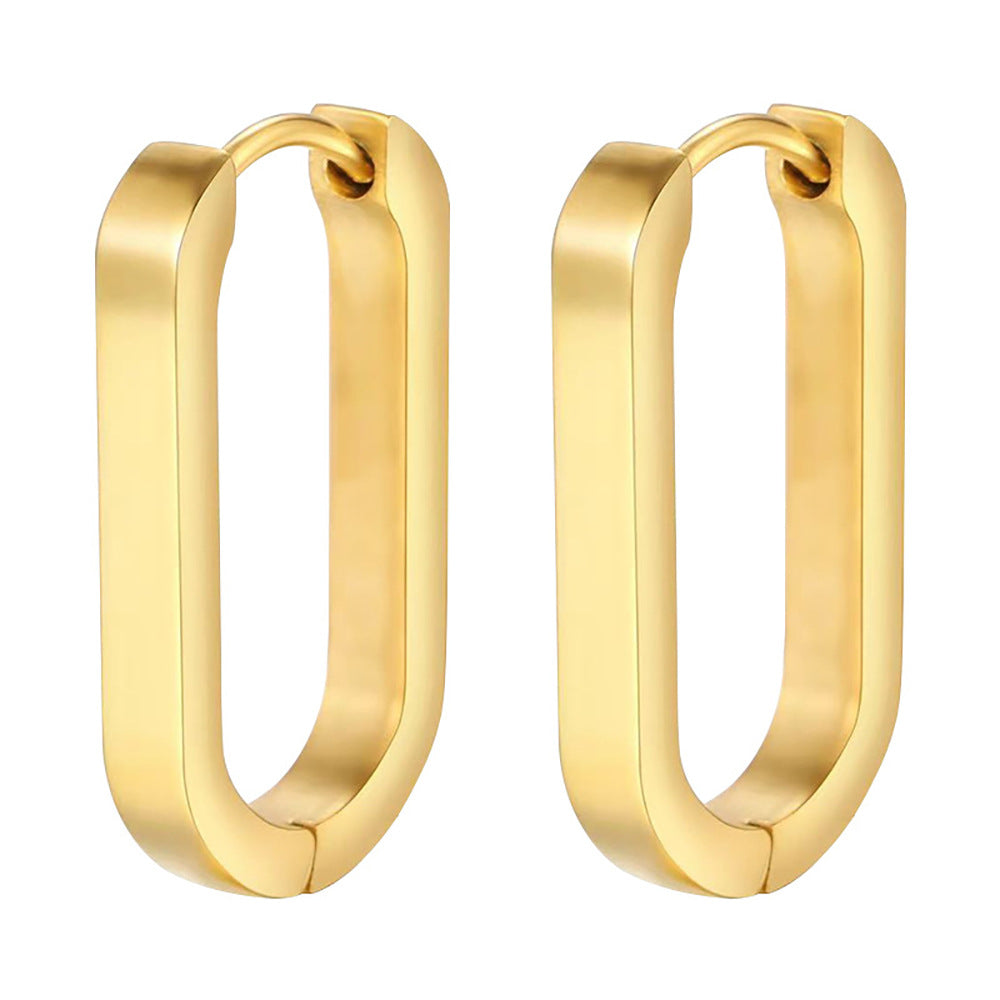 1 Pair Simple Style Oval Plating Stainless Steel Earrings