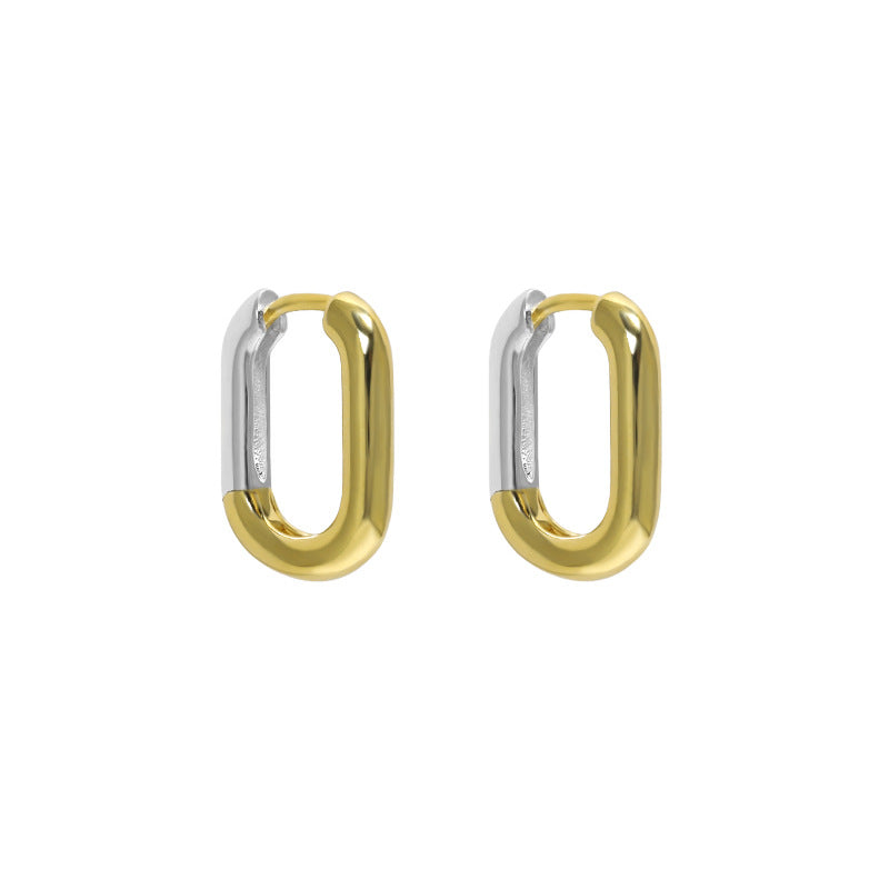 Ins Style Color Block Sterling Silver Plating Hoop Earrings 1 Pair