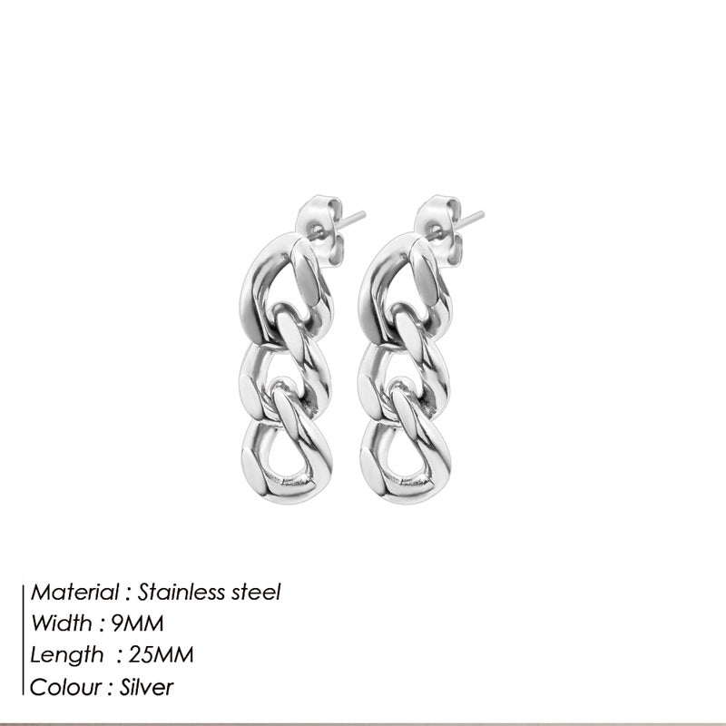 1 Pair Fashion Solid Color Plating Chain Hollow Out Stainless Steel Drop Earrings