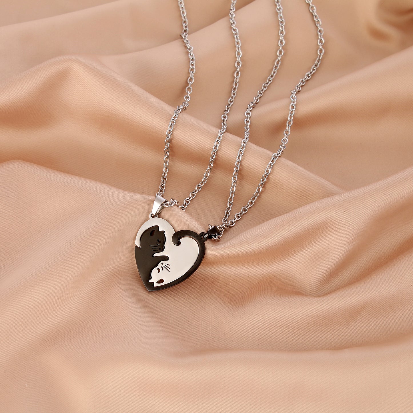 Simple Style Cat Stainless Steel Polishing Pendant Necklace 1 Pair