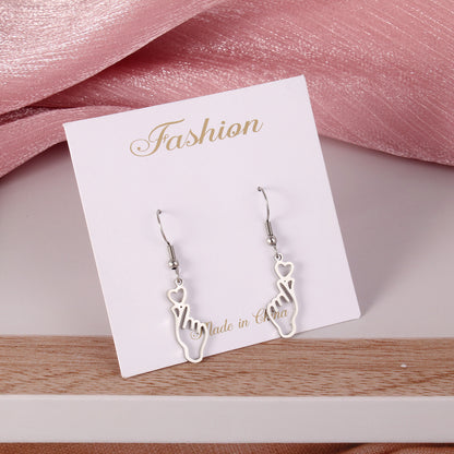 1 Pair Fashion Portrait Polishing Stainless Steel Drop Earrings