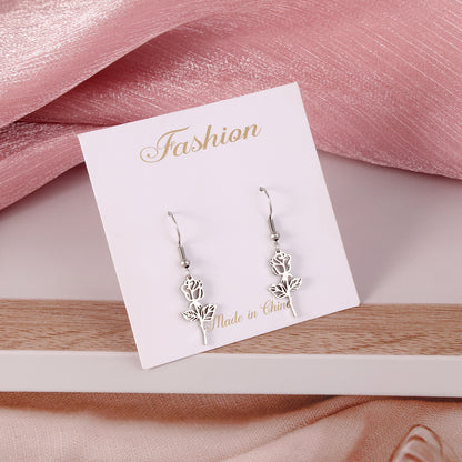 1 Pair Fashion Portrait Polishing Stainless Steel Drop Earrings